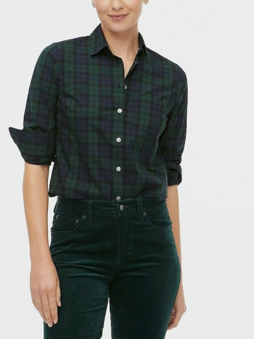 J. Crew Long Sleeve Plaid Cotton Poplin Stretch Business Casual Shirt Size M